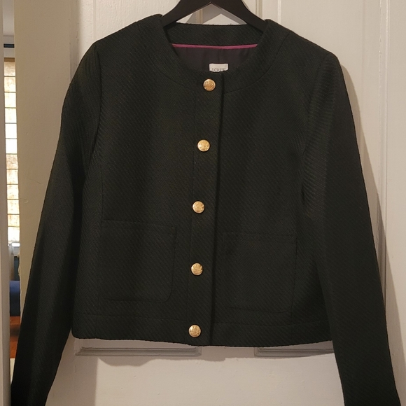 J. Crew Tweed Lady Jacket Sz 12 Black - Picture 5 of 9